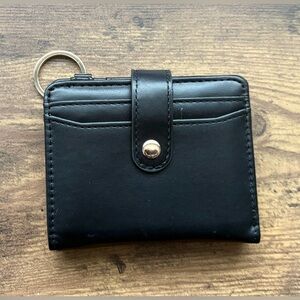 NWOT Black Faux Leather Wallet with Keyring